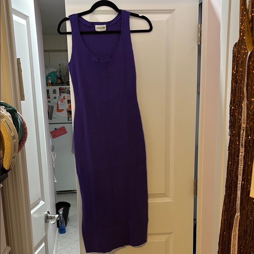 NWOT cotton citizen purple Sleeveless Ribbed midi Dress